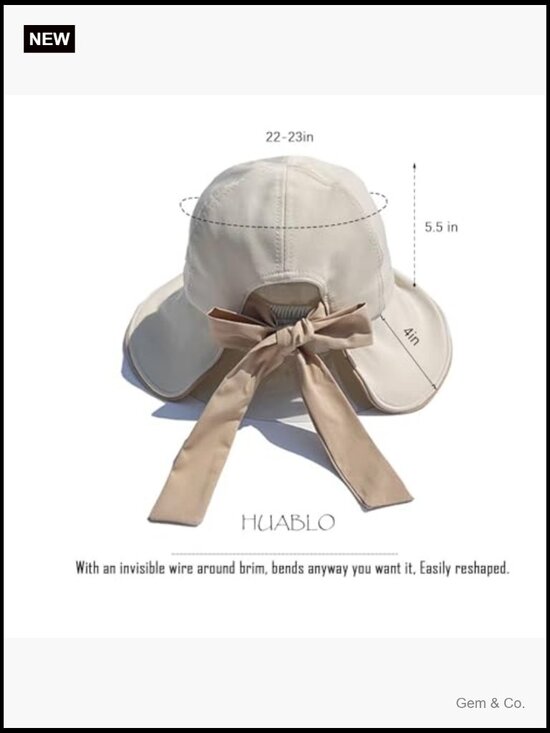 Wide Brim Sun Hat Foldable Adjustable with Ponytail Hole